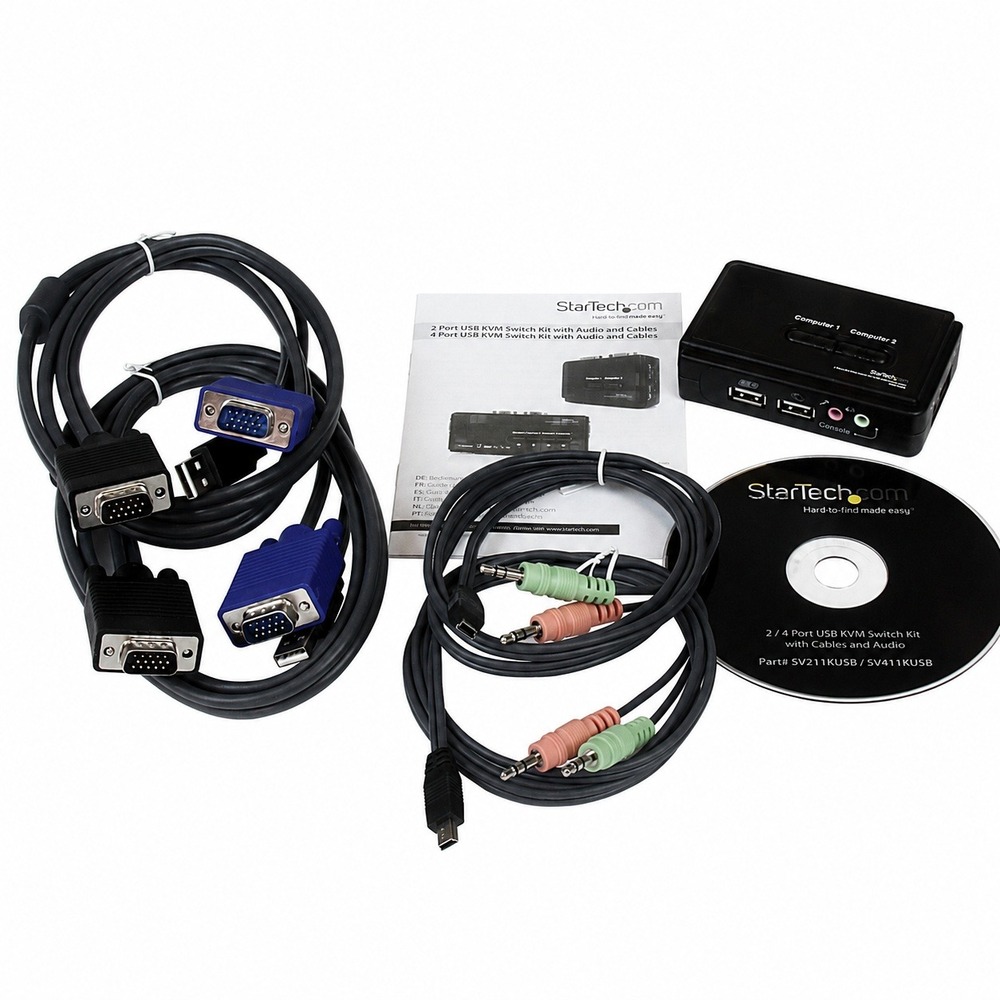 StarTech SV211KUSB 2 Port Black USB KVM Switch Kit with Audio and Cables